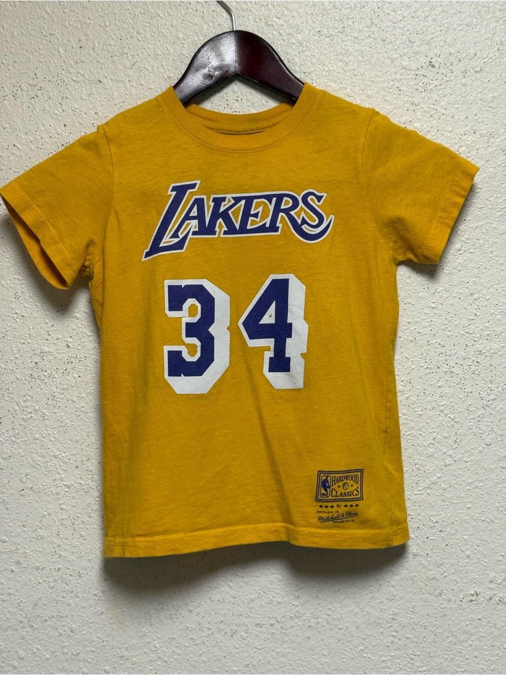 Lakers Kids' Gold Graphic Tee with Number 34